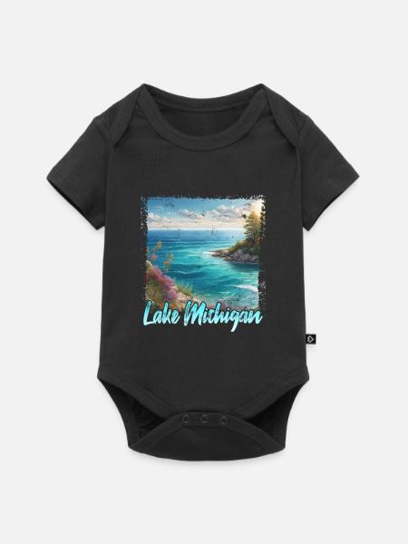 Lake Michigan - Baby Premium Kurzarmbody - Schwarz