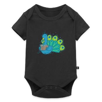Peacock lit un livre Plumes d’oiseau - Body à manches courtes Premium Bébé - noir - Devant