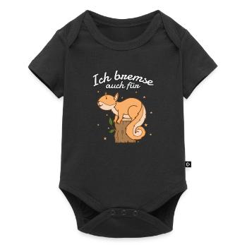 Ich bremse auch für Eichhörnchen auf Baumstumpf - Baby Premium Kurzarmbody - Schwarz - Vorne