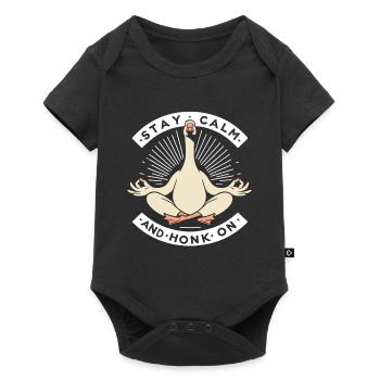 Stay calm goose - Baby Premium short-sleeve bodysuit - black - Front