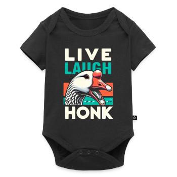 Lebe, lache, hupe – Joyful Goose Meme - Baby Premium Kurzarmbody - Schwarz - Vorne