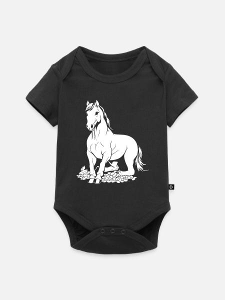 Pferd Reitsport - Baby Premium Kurzarmbody - Schwarz