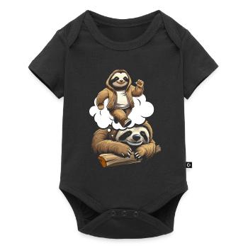 Faultier Witzig - Baby Premium Kurzarmbody - Schwarz - Vorne