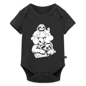 Faultier Witzig - Baby Premium Kurzarmbody - Schwarz - Vorne