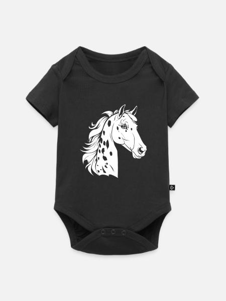 Pferd Reitsport - Baby Premium Kurzarmbody - Schwarz