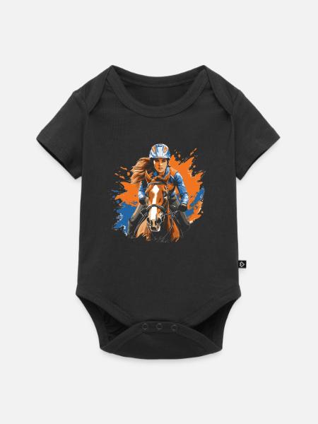 Pferd Reitsport - Baby Premium Kurzarmbody - Schwarz