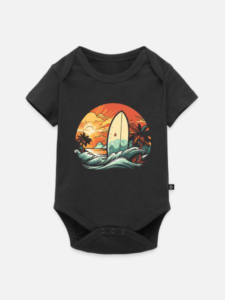Surfer Surfen Cool Retro Surfer Vintage Surf - Baby Premium Kurzarmbody - Schwarz