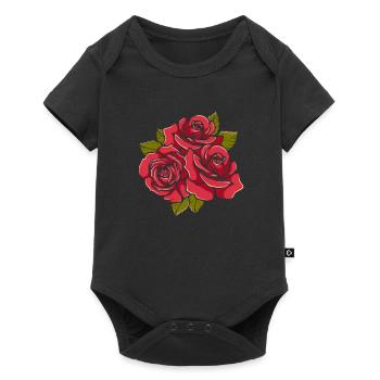 Red Rose Goth Rose Flower Line Art - Baby Premium short-sleeve bodysuit - black - Front