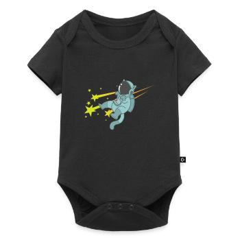Shooting Stars with Astronaut Sky - Baby Premium short-sleeve bodysuit - black - Front