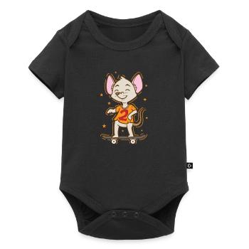 Mouse on the skateboard Pet - Baby Premium short-sleeve bodysuit - black - Front