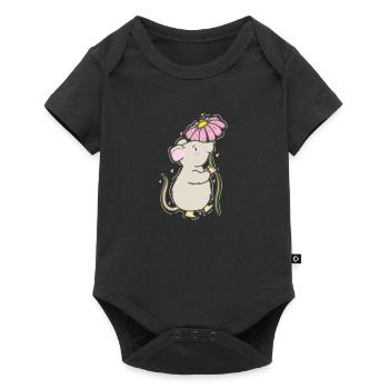 Mouse with Flower Nature Cheese Pet - Baby Premium short-sleeve bodysuit - black - Front