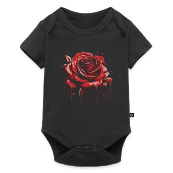 Rote Rose Goth Cool - Baby Premium Kurzarmbody - Schwarz - Vorne