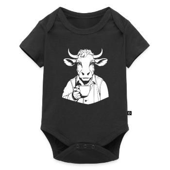 Cow, Farmer, Livestock, Coffee - Baby Premium short-sleeve bodysuit - black - Front