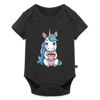 Unicorn Unicorn Coffee - Baby Premium short-sleeve bodysuit - black - Front
