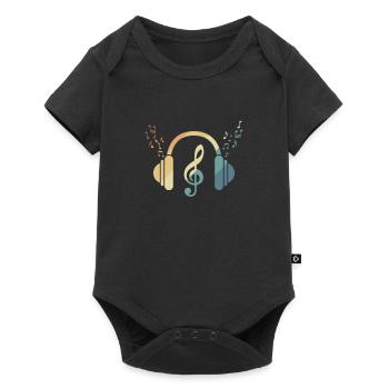 Headphones clef music music sound - Baby Premium short-sleeve bodysuit - black - Front