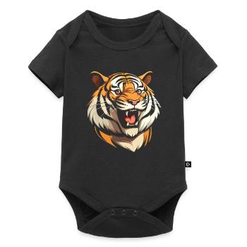 Tigre souriant - Body à manches courtes Premium Bébé - noir - Devant
