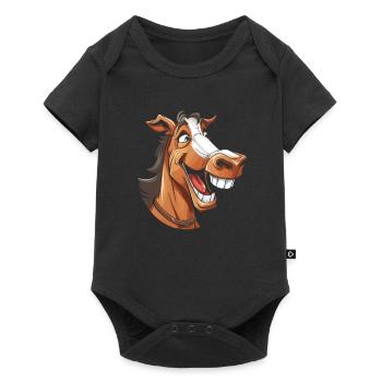 Cheval Équestre Drôle - Body à manches courtes Premium Bébé - noir - Devant