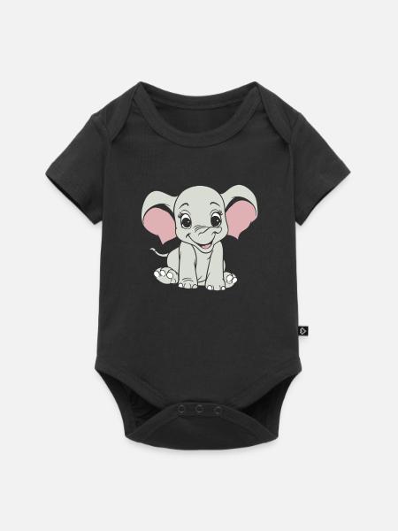 Elefant Lächelnd - Baby Premium Kurzarmbody - Schwarz