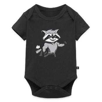 Fitness Raccoon - Baby Premium short-sleeve bodysuit - black - Front