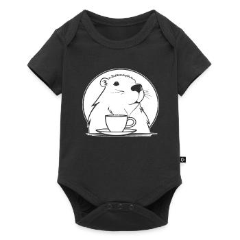 Capybara Wasserschwein Kaffee - Baby Premium Kurzarmbody - Schwarz - Vorne