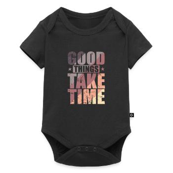 Good things take time Quality over quantity - Baby Premium short-sleeve bodysuit - black - Front