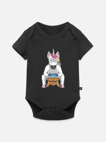 Gamer Gaming Gamer Unicorn - Baby Premium Kurzarmbody - Schwarz