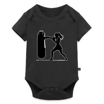 Kickbox Frau Kickboxer - Baby Premium Kurzarmbody - Schwarz - Vorne