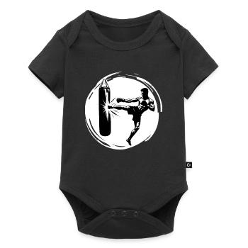 Kickboxen Kickboxer Kick - Baby Premium Kurzarmbody - Schwarz - Vorne