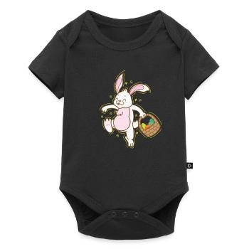 Easter bunny with basket full of Easter egg - Baby Premium short-sleeve bodysuit - black - Front