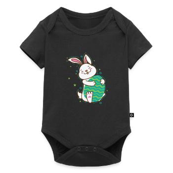 Lapin de Pâques avec oeuf de Pâques printemps - Body à manches courtes Premium Bébé - noir - Devant
