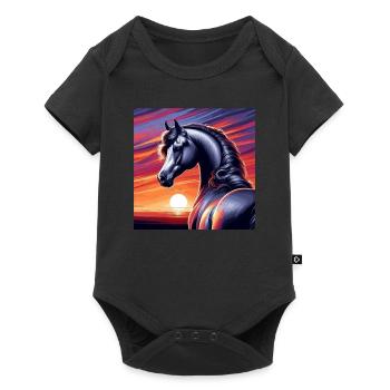 Dessin de cheval arabe - Body à manches courtes Premium Bébé - noir - Devant