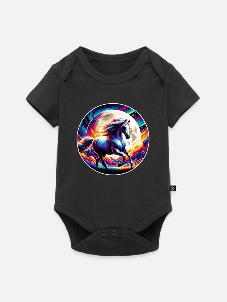 Arabische Pferdekunst - Baby Premium Kurzarmbody - Schwarz
