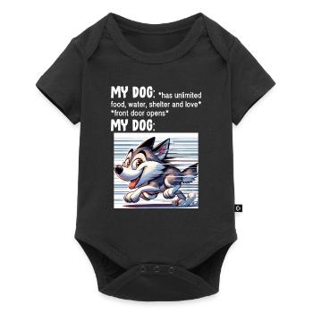 Lustiges Husky-Meme - Baby Premium Kurzarmbody - Schwarz - Vorne
