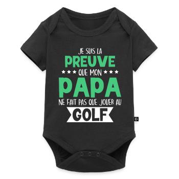 Mon Papa Ne Fait Pas Que Jouer Au Golf - Body à manches courtes Premium Bébé - noir - Devant