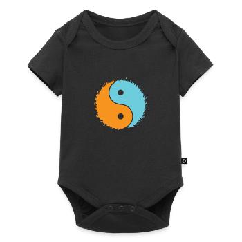 Symbole Orange, Bleu, Yin et Yang - Body à manches courtes Premium Bébé - noir - Devant