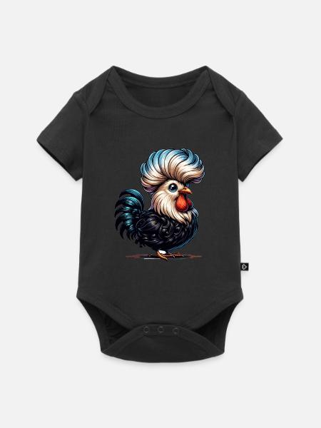 Polnisches Schopfhuhn Polnisches Huhn - Baby Premium Kurzarmbody - Schwarz