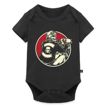 Motorrad Biker Motorbike Skull Motorcycle - Baby Premium Kurzarmbody - Schwarz - Vorne