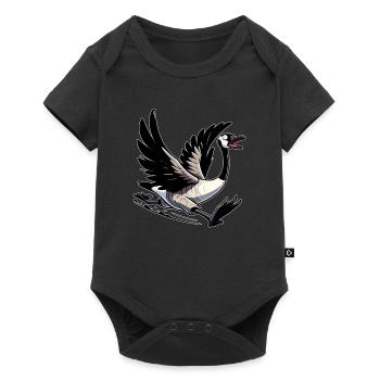 Funny Canadian Goose chasing - Baby Premium short-sleeve bodysuit - black - Front
