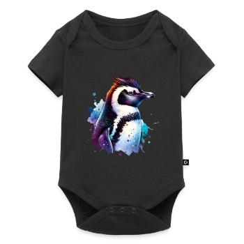 Pingouin à crête Pingouin mignon - Body à manches courtes Premium Bébé - noir - Devant