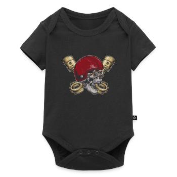 Motorrad Biker Motorbike Skull Motorcycle - Baby Premium Kurzarmbody - Schwarz - Vorne