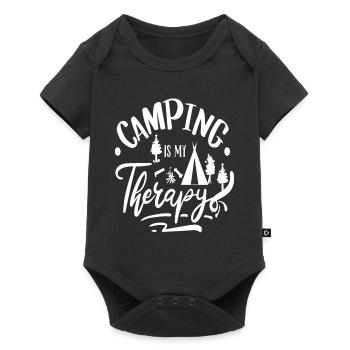 Le camping est ma thérapie - Body à manches courtes Premium Bébé - noir - Devant
