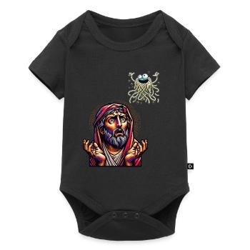 Drôle athée Noël volant Spaghetti Monster - Body à manches courtes Premium Bébé - noir - Devant