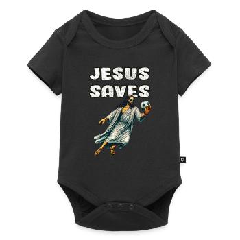Jésus Soccer Cadeau Drôle Football Dieu Jésus Citation - Body à manches courtes Premium Bébé - noir - Devant