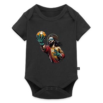Handballspieler Jesus Christliches Geschenk - Baby Premium Kurzarmbody - Schwarz - Vorne