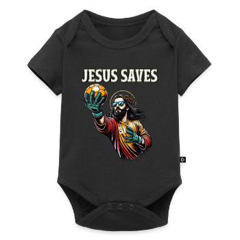 Lustiger Handballspieler Jesus Christian Geschenk - Baby Premium Kurzarmbody - Schwarz - Vorne