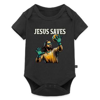 Lustiger Handball Jesus Christliches Geschenk - Baby Premium Kurzarmbody - Schwarz - Vorne