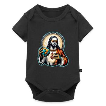 Lustiger Handball Jesus Christliches Geschenk - Baby Premium Kurzarmbody - Schwarz - Vorne