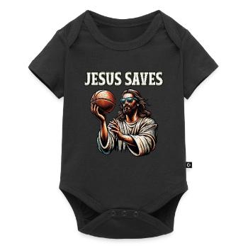 Funny Jump Shot Jesus Christian Basketball Gift - Baby Premium short-sleeve bodysuit - black - Front