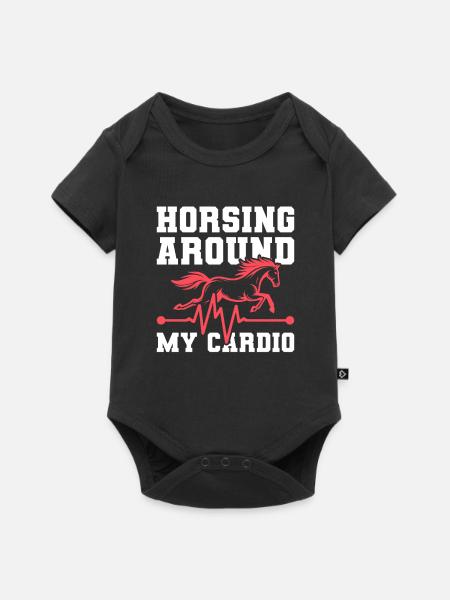 Pferd Reitsport Ekg - Baby Premium Kurzarmbody - Schwarz