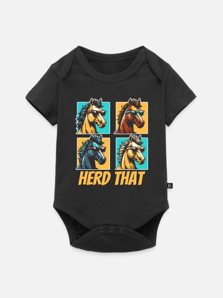 Pferd Reitsport - Baby Premium Kurzarmbody - Schwarz